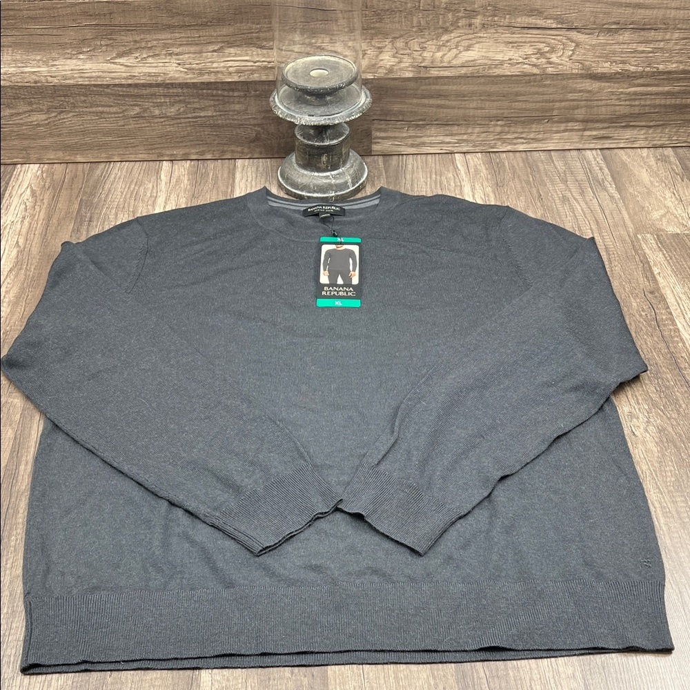 Banana Republic Charcoal Crewneck Merino Wool Mens Sweater